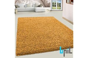 BPIL SHAGGY RUGS SOFT PLAIN Thick 5CM TWISTED PILE ANITSKID SMALL MEDIAM LARGE AREA RUGS (GOLD, 160X230CM)
