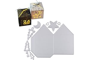 VINFUTUR Stanzschablonen Box Weihnachtsbaum, Metall Prägeschablonen Stern Mond Stanzmaschine Stanzformen Schablonen Schneiden für DIY Weihnachten Hochzeit Geburtstag Geschenkbox Cutting Dies