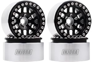INJORA 1,9 Pulgadas Beadlock RC Llanta de Rueda RC Coche 1,9 Rueda Rim Beadlock Cubo de Rueda para 1:10 RC Crawler Traxxas TRX4 Axial SCX10 SCX10 II 90046 SCX10 III AXI03007 D90(Negro)