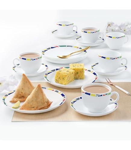 Buy Larah by Borosil 18pc Pulse Opalware Snack Set | Quarter Plate