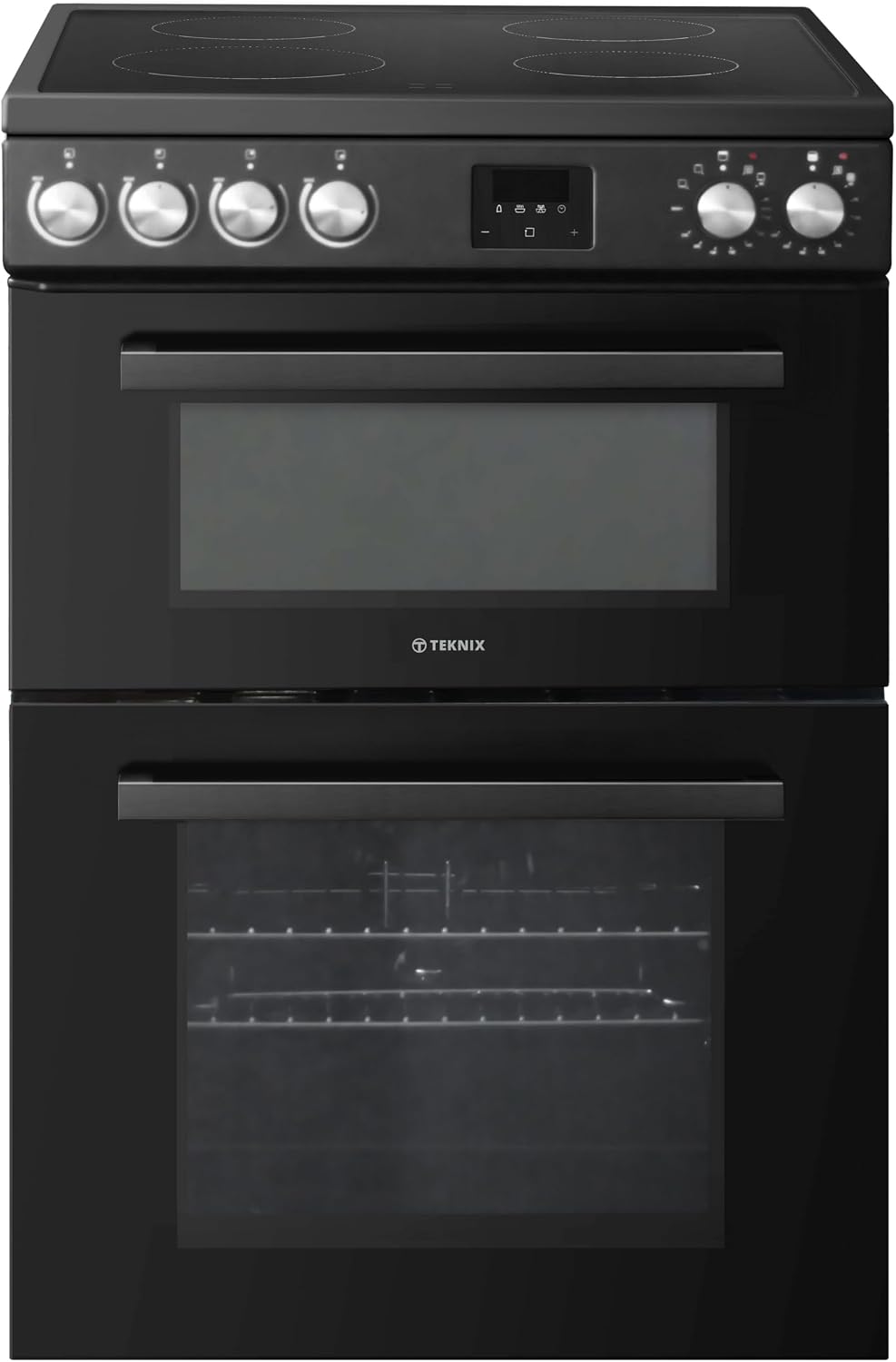 Teknix TKED64B 60cm Ceramic Double Oven Electric Cooker - Black