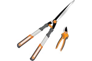 AIRAJ Cesoia da Siepi Manuell 61cm,Cesoie Regalo,Lama Ondulata Acciaio al Carbonio SK-5,Rivestimento in Teflon,Impugnatura Ergonomica,Tagliasiepi Professionale