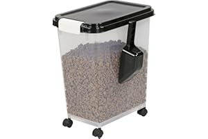 Taylor & Brown 20 Litre Airtight Pet Food Storage Container With Plastic Measuring Scoop Treats For Pet Dog Cat Animal Dry Food Dispenser With Casters, Black