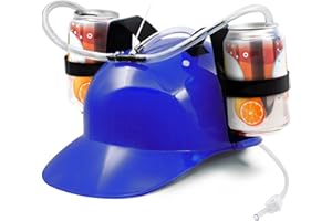 Novelty Place Trinkhelm mit verstellbarem Dosenhalter und Strohhalm für Bier und andere Getränke – das perfekte Accessoire für Parties und Freizeit - Blau