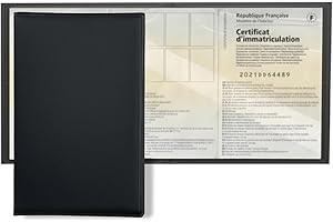 kinoco 3 Volets Format Européen 13,5 x 27 cm – Étui Carte Grise PVC Noir Intérieur Transparent - Protège Carte Grise, Permis, Assurance –Souple, Résistant, Marque Française