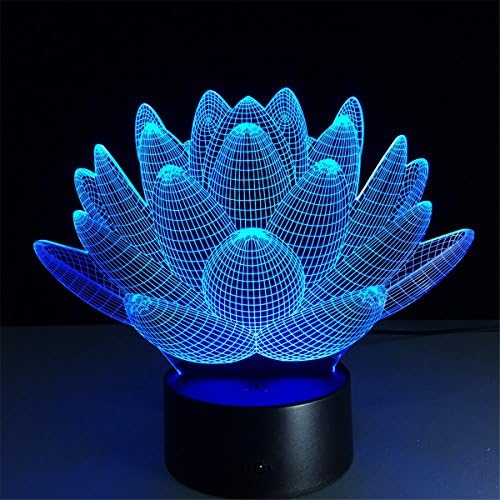 Creative USB Power Flower 3D Remote Control ILLusion Night Light Stunning Visual Colors Changing Table Desk Optical Lamp Bedroom Children Room Decorative Household Nightlight Toy Holiday Gifts