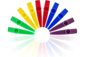 Blulu 10 Stücke Kunststoff Kazoo Musik Instrumente mit Kazoo Flöte Membranen für Geschenk, Preis und Party Favors (5 Farben)