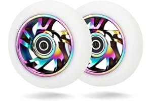 ALUSCOTA 2 pezzi Ruote 100 mm per freestyle Scooter - alluminio 88A Monopattino Freestyle Ricambio Rotelle con cuscinetto abec9 liscio - pro scooter Monopattino wheels for bambini