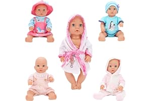 Miunana 5 Abiti Vestiti Tuta Per 36 CM - 46 CM New Born Baby Doll Bambola, Bebé Bambolotti Amore Mio E Altre Bambole 14 Pollici - 18 Pollici (NON INCLUDE BAMBOLA)