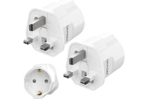 GRIFEMA Engelsk adapter med 13 A säkring, 2 st | Frankrike till UK typ G, Europa 2 stift till UK 3-stift, för London och Duba