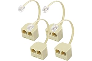 MEIRIYFA Lot de 4 répartiteurs téléphoniques RJ11 pour téléphone fixe 6P4C mâle vers 2 femelles, adaptateur mural RJ11 mâle 1 en 2 sorties