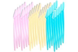CKANDAY 60 Stücke Augenbraue Rasierer Shaper Trimmer Rasierer Frauen Männer Gesichtsrasierer mit Präzision Abdeckung, 3 Farben