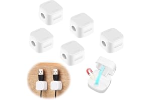 MXTIMWAN 6 Pièces Clips Câble,Organisateur de Cables,Accroche Cable,Clips de Câble Autocollants,Support de Câble Magnétique,Convient pour le Bureau, La Table de Nuit, Le Câble de Charge, HDMI, USB