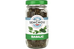 MARCEL SENCHOU - Basilic Séché 12g - Aromate Riche en Goût - Saveur Authentique Préservée - Idéal en Pesto, avec des Tomates/Mozzarella et Plats Équilibrés - Recette Élaborée en France