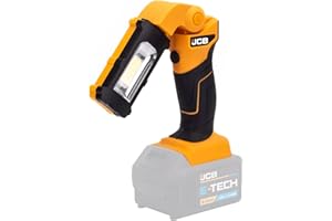 JCB - 18V LED Inspection Light - 220 Lumens - Folding Feature, Swivel Head: 0-270° - with Hanging Hook - 12 Hour Lifespan with JCB 5.0Ah Battery
