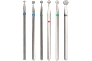 PONGNAS Nail Drill Bit Set, 6Pcs Stainless Steel Nail Drill Heads Manicure Accessories Nail Art File Bits Tools(#3)
