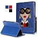Produktbild iPad Mini 1/2/3 Hülle, Deenor Bunt Mode Mädchen Pattern PU Leder Stand Flip Tasche Schutzhülle Hülle für Apple iPad Mini 1/2/3. Girl-Blue