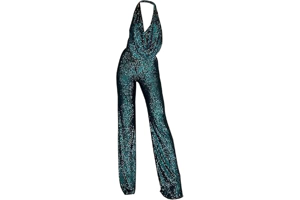 Byxdress dam, festlig, elegant glitter, jumpsuit dam, elegant glitter, mysig bodycon halterneck playsuit ärmlös, sexig aftonklänning, elegant overall, paljetter, byxor, glittrande