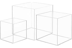 BELLE VOUS Cajas de Metacrilato Transparente (Pack de 3) Cubos 3 Tamaños Distintos - Vitrina Expositora para Colecciones – Organizar/Proteger del Polvo – Figuras de Acción, Miniaturas, Juguetes