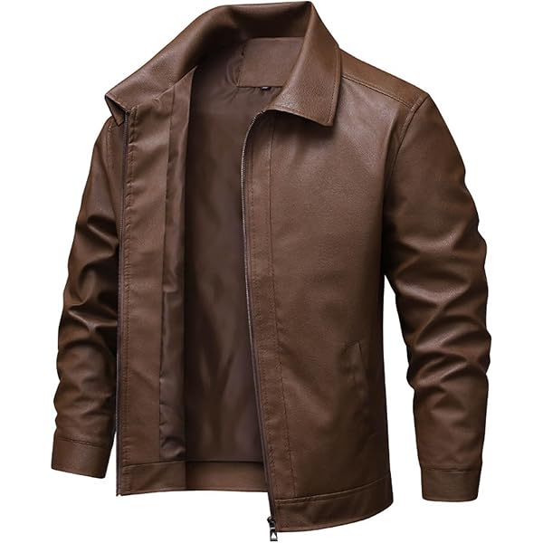 Blouson Moto Homme En Cuir Classique - Veste D'hiver, Coupe Regular Fit, Pour Style Urbain Ou Décontracté