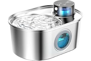 POOEKEN Fuente de Agua Inalámbrica para Gatos: Fuente de Acero Inoxidable para Mascotas, Dispensador Automático de Agua Inalámbrico para Interiores, Botella de Metal para Beber, Cuenco de Agua Recargable
