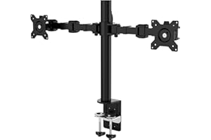 ‎AMAZON BASICS Amazon Basics Monitor-Halterung/Tragarm für 2 Monitore, mit einstellbarer Höhe, Bildschirmneigung und Kabelorganizer, 360-Grad-Drehung,Stahl, Schwarz, 33 bis 76 cm