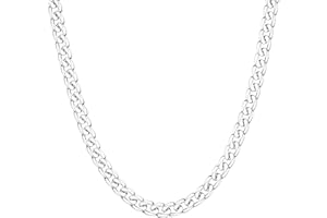 Roheafer 5mm Herren Panzerkette Silberkette für Männer und Frauen 18k vergoldet Edelstahl Panzerkette Flache kubanische Kette im Diamantschliff Italienische Kette Jungen Geschenk Länge 41-76cm