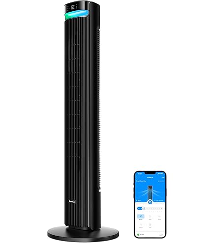 Stadler Form Peter Tower Fan Energy Efficient Quiet At 29dB(A) With Remote Control Swivel Function 6 Speeds 7 Hour Timer Dimmable LEDs Bedroom White