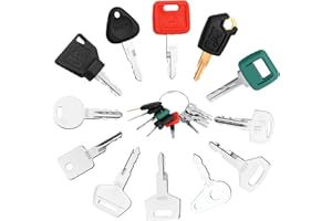 GEU 12Pcs Construction Ignition Key Set Universal Ignition Starter Keys Plant Dumper Switch Spare Keys Replacement for Machinery Plants Agricultural Excavator Truck Tractor Dozer Grader Bulldozer Backhoes