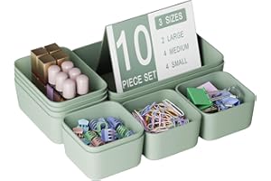 Homhut Organizer Cassetti Plastica, 10 Pezzi, Scatole Plastica Organizer, Contenitori per Cassetti Salvaspazio per Trucchi Cassetti, Cosmetici, Bagno, Cucina, Ufficio, Scrivania