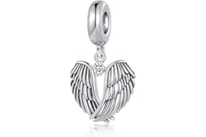 LSxAB Guardian Angel Wings Charm with 12 Birthstone Colors Birthday Charms Compatible with Pandora Bracelets for Women