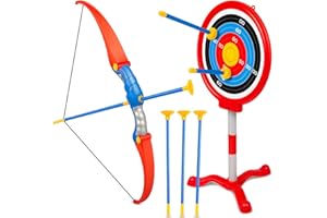 Kingsport 91CM Standing Archery Set with Bow and Arrows - Complete Kids Archery Kit with Adjustable Target Stand and 3 Safe Suction Cup Arrows - Indoor and Outdoor Sports Toy for Boys Ages 3+ Years