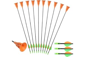 Huntingdoor Archery Suction Cup Arrows Fiberglass Fletched Vanes with Safe Fixed Suction Cup for Kids Youth Beginner for Target Practice Game (10 pcs)