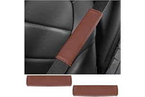 JNNJ 2 Pièces Coussinets De Ceinture De Sécurité Voiture, Protege Ceinture Voiture En Cuir, Voiture Ceinture De Sécurité Confort Coussinets D'épaule, Protection Confortable Des épaules(Marron)