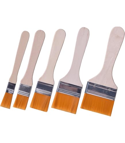 10 Pennelli Per Pittura In Nylon - Set Di Pennelli Piatti Riutilizzabili Per Acrilico, Legno, Mestieri Fai Da Te - Varie Misure