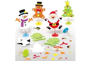 Baker Ross AX488 Kit Juguetes Saltadores De Navidad - Paquete De 8, Manualidades Festivas Para Niños, Paquetes De Actividades Y Decoraciones Navideñas Para Niños
