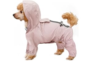 JODSEN Impermeables para Perros Mascotas,Impermeable Ajustable con cordón para Cachorros al Aire Libre,Chaqueta para Cachorro con Capucha Resistente al Agua para Perro pequeño medianos (XXL, Pink)
