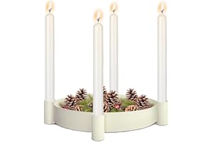 ONESHLEE Adventskranz Modern Metall, Kerzenständer Stabkerzen, Kerzenhalter Adventskranz, Kerzenhalter Stabkerze, 29.5cm Kerzenteller Adventstablett Rund Für 4 Kerzen, Weihnachtsdeko Tisch Adventskranz Tablett