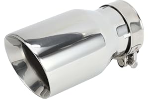 Hihaha Slant Exhaust Tip Clamp Rear Tailpipe Car Clamp on Stainless Steel 2.5" Inlet 3.5" Outlet 6.7" Length 1 Set Silver Tone