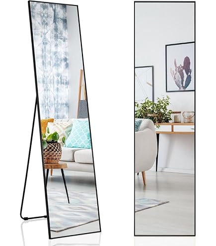 SONGMICS Staande Passpiegel met Aluminium Frame voor Slaapkamer