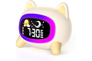 LEMNOI SG5 Sveglia per Bambini, 3 Luminosità 5 luce notturna 7 Musica, Sveglia Digitale per Bambini, Funzione di Ricarica, sveglia da comodino digitale, allenamento del sonno per i bambini