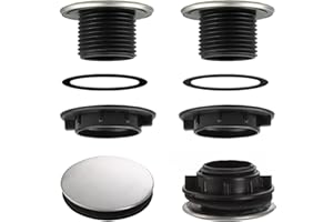 Doafoce Couvercle de Trou D'évier 2 Pièces Couvercle de Trou de Robinet en Acier Inoxydable Bouchon de Trou de Robinet Couvercle d'Évier de Cuisine avec Joint et Écrou pour 31-40mm