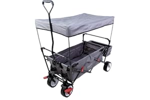 Fuxtec Chariot Wild Cruiser Gris, L'Original, Chariot de Jardin Pliable pour Enfants, Transport, Plage, Ville, Forêt, à Tirer ou à Pousser, Capacité De Charge 75 kg