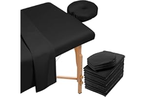 ASMIZ 6 Pc 2 Sets Microfiber Massage Table Sheet Set, 3 Piece Beauty Massage Bed Cover, Includes Massage Table Cover, Fitted Sheets, Face Rest Cover for Beauty Salon Spa (Black)