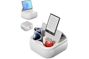 Viozon Tablet Stand Pillow, Compatible with 4-13" Phone/Tablet, iPad, iPhone, Kindle, Magnetic iPad Holder for Bed, ipad Cushion, Kindle Pillow Stand for Bed, Cozy Fabric, 2 Cup Size Bowl, Foldable