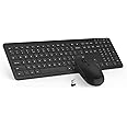 Wireless Keyboard and Mouse Set, seenda Ultra Slim Quiet USB Wireless Keyboard and Mouse Full Size QWERTY UK Layout with Numeric Keypad for Windows PC, Laptop, Computer, Black