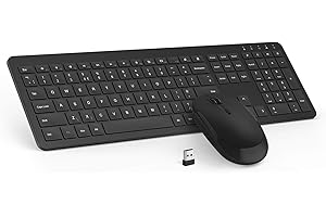 seenda Wireless Keyboard and Mouse Set, SK38 Ultra Slim Quiet USB Wireless Keyboard and Mouse Full Size QWERTY UK Layout with Numeric Keypad for Windows PC, Laptop, Computer, Black