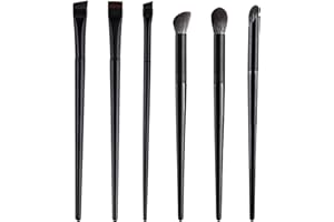 PFLYPF Zestaw 6 pędzli do makijażu, płaski pędzel do brwi, fazowany pędzelek do eyelinera, aplikator do cieni i refleksów