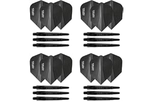 Harrows Darts 4 x uppsättningar med kol 360 dartstjälkar och Retina Dart-flights – 12 dart-axlar totalt 12 pilflygningar – me
