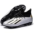 Football Boots,Men’s Soccer Cleats Professional Training Turf Mens Outdoor Indoor Sports Athletic Big Boy's Sneakers (Silver,43)